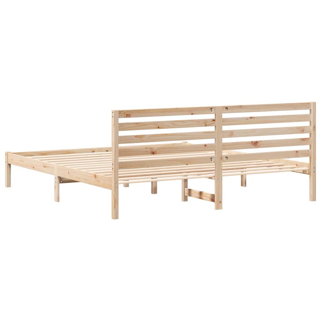 Sengestel med hovedgærde Brun 200 x 200 cm Massiv fyrretræ