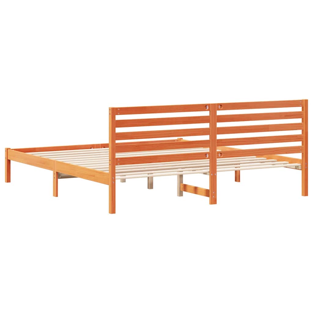 Sengestel med hovedgærde Voks brun 200 x 200 cm Massiv fyrretræ