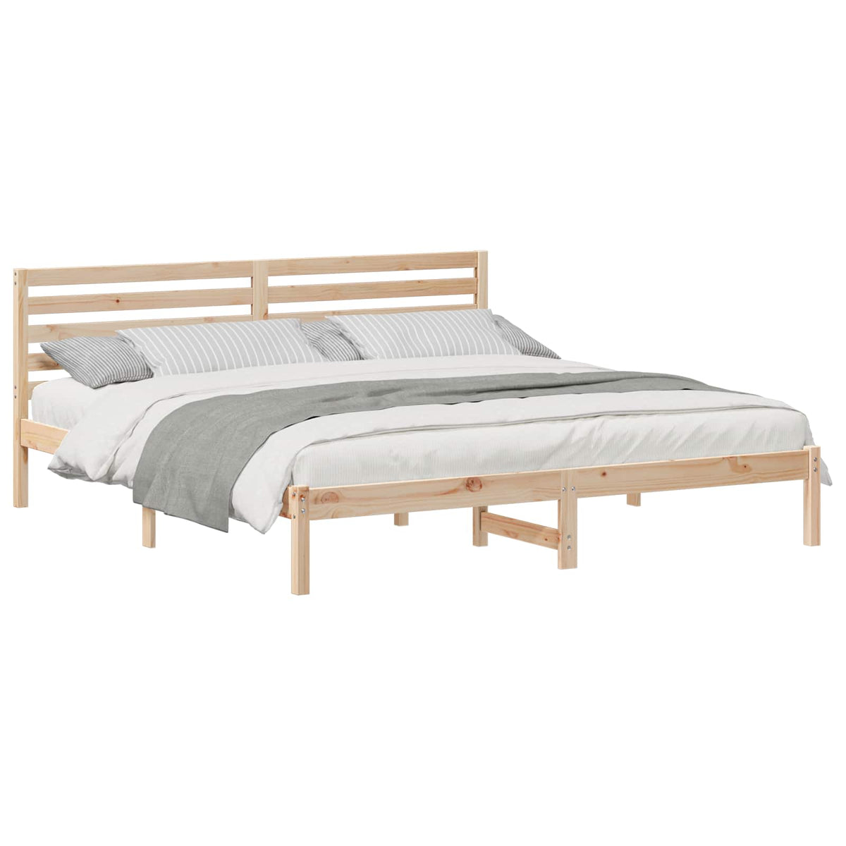 Sengestel med hovedgærde Brun 180 x 200 cm Massiv fyrretræ