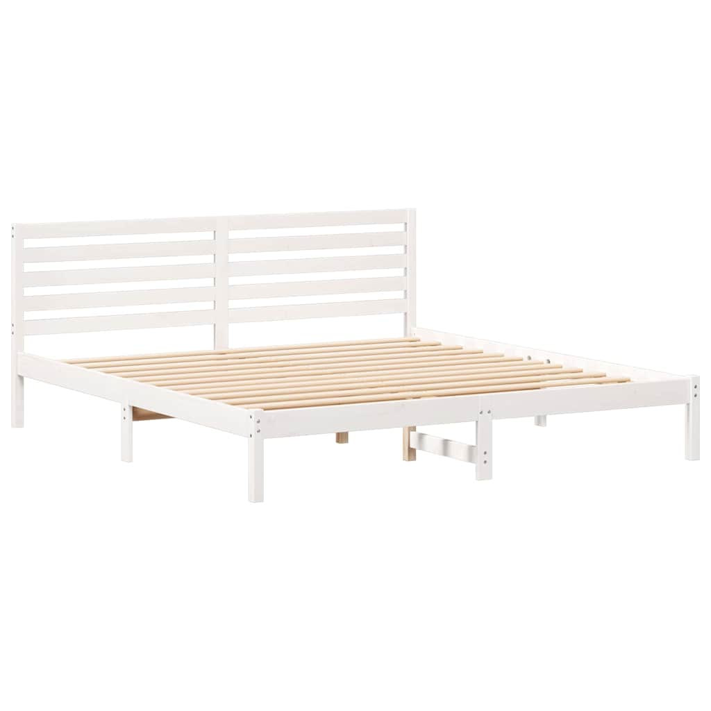 Sengestel med hovedgærde Hvid 180 x 200 cm Massiv fyrretræ