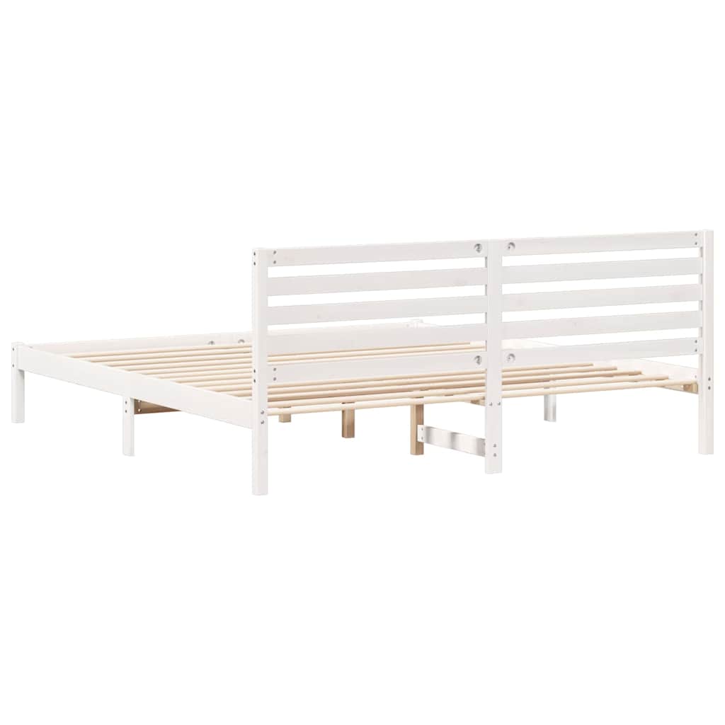Sengestel med hovedgærde Hvid 180 x 200 cm Massiv fyrretræ