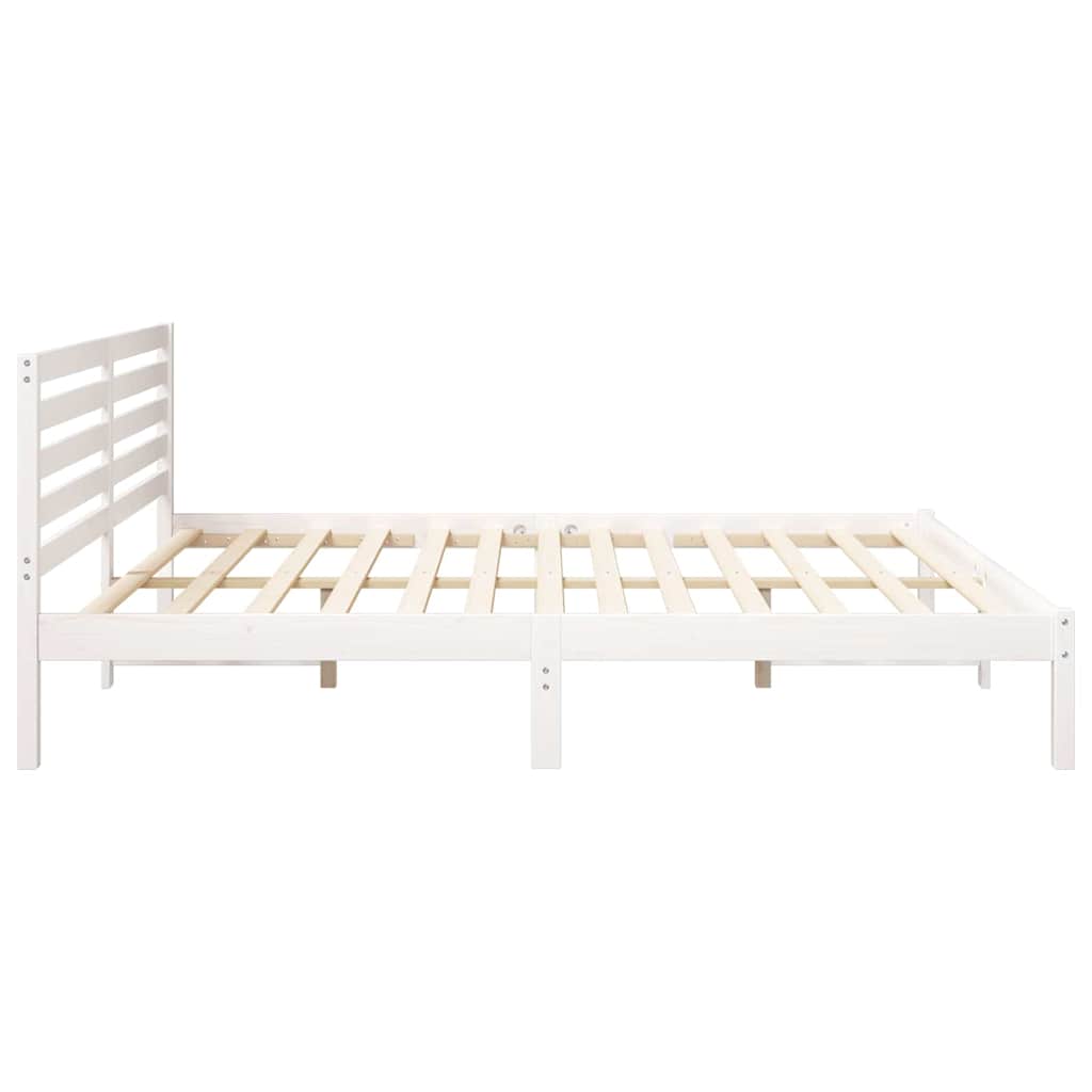 Sengestel med hovedgærde Hvid 180 x 200 cm Massiv fyrretræ