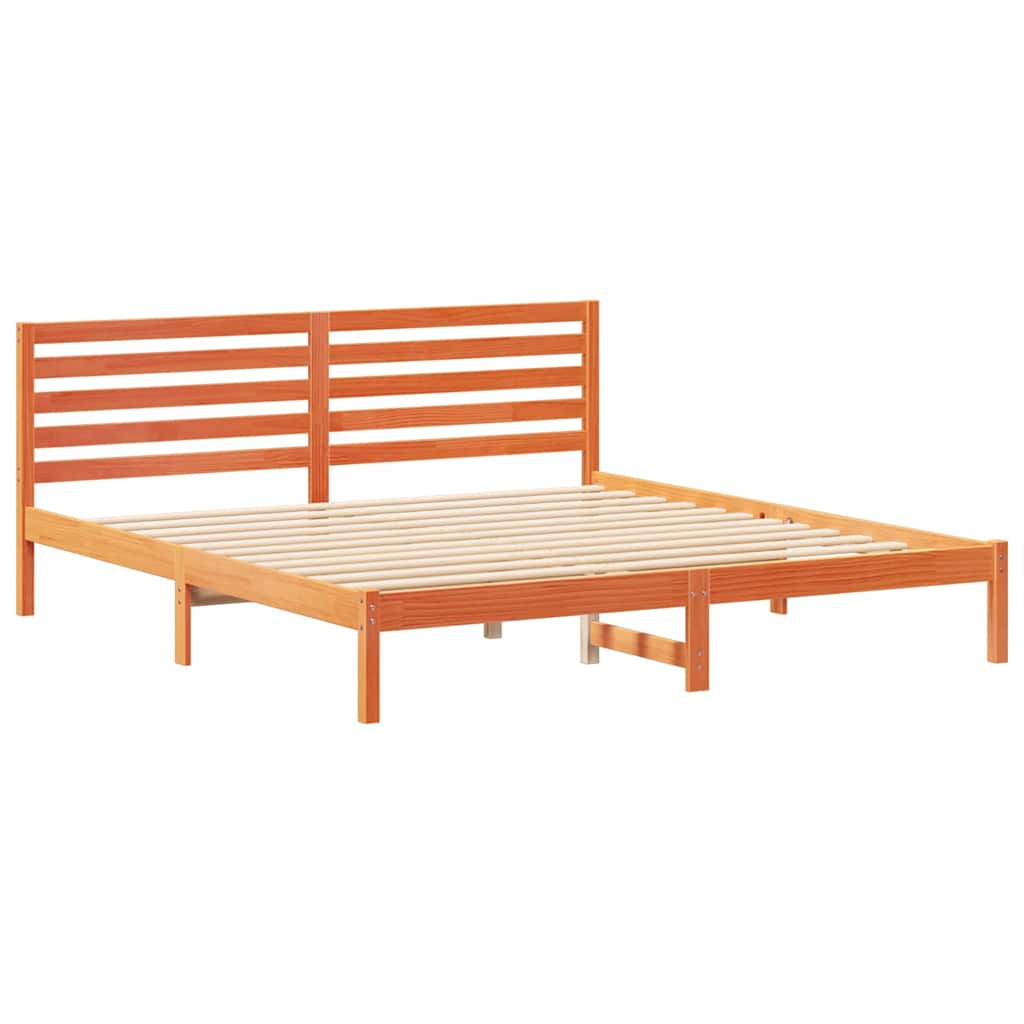 Sengestel med hovedgærde Voks brun 180 x 200 cm Massiv fyrretræ