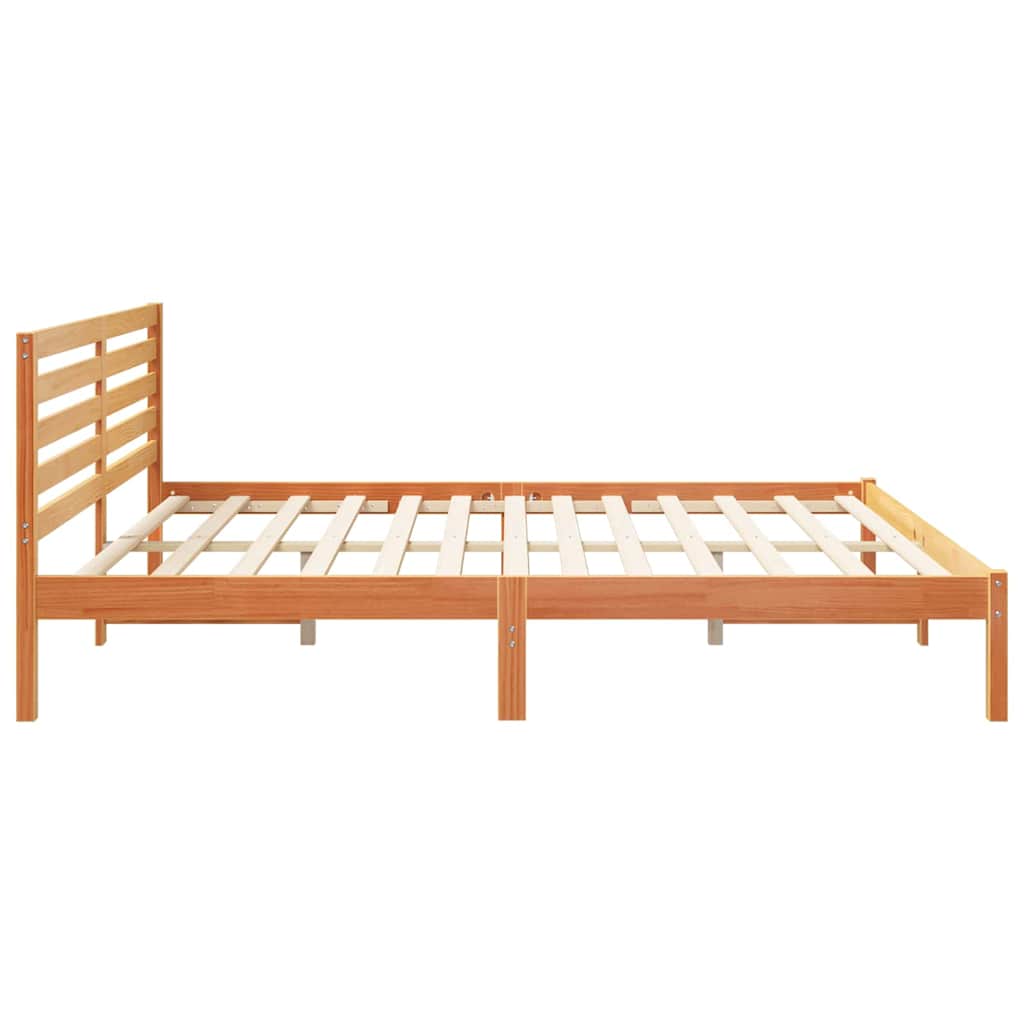 Sengestel med hovedgærde Voks brun 180 x 200 cm Massiv fyrretræ