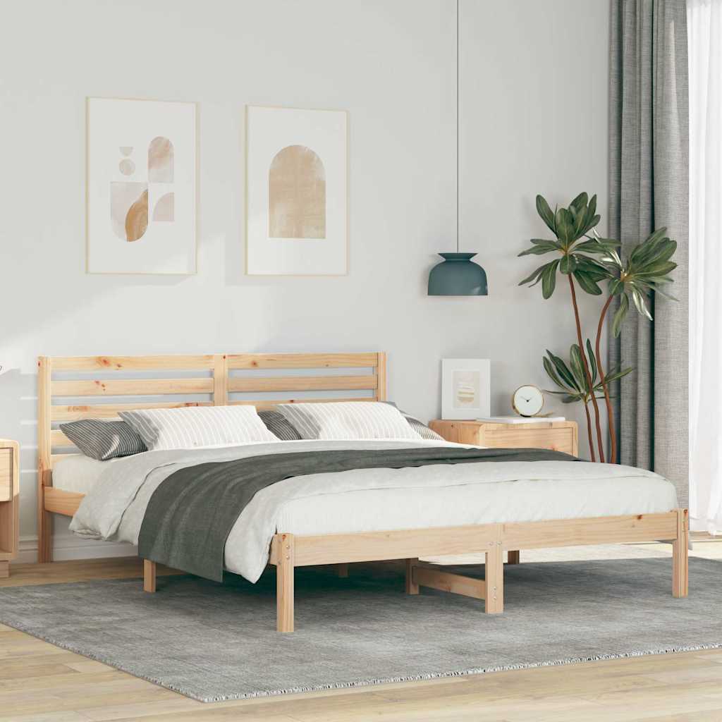 Sengestel med hovedgærde Brun 160 x 200 cm Massiv fyrretræ