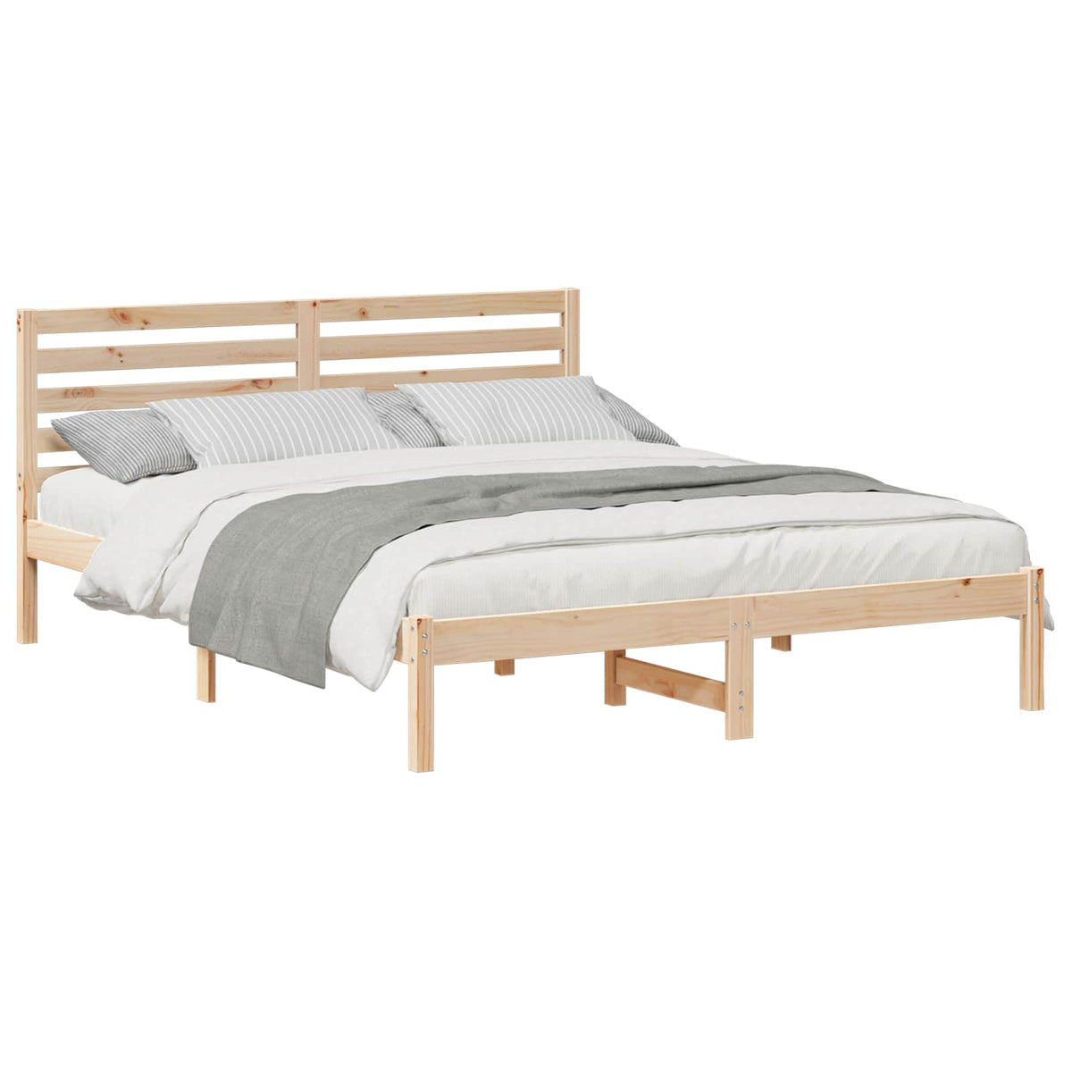 Sengestel med hovedgærde Brun 150 x 200 cm Massiv fyrretræ