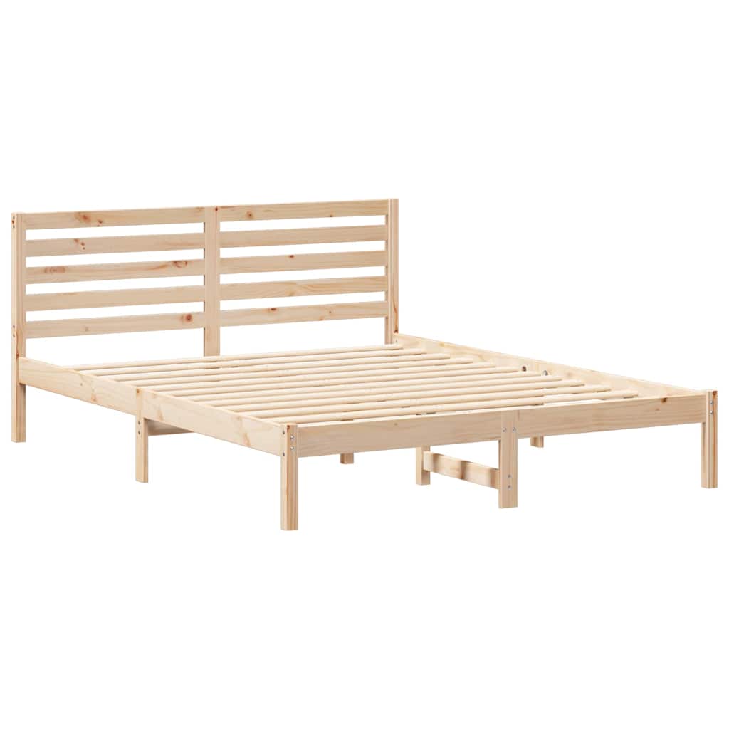 Sengestel med hovedgærde Brun 150 x 200 cm Massiv fyrretræ
