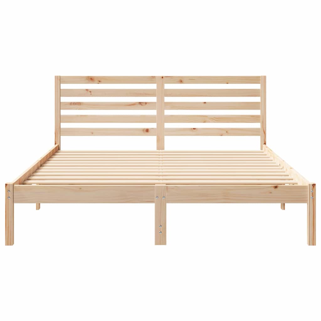Sengestel med hovedgærde Brun 150 x 200 cm Massiv fyrretræ