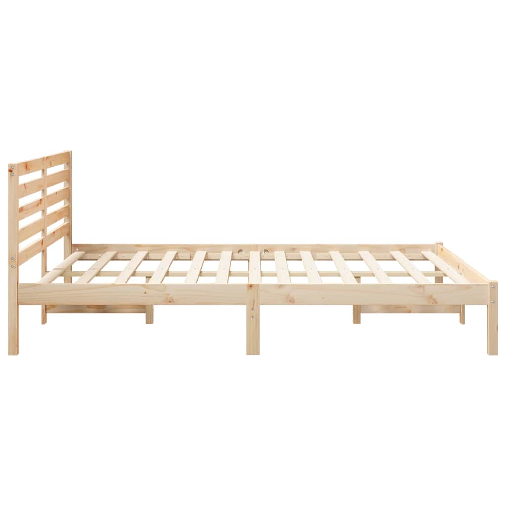 Sengestel med hovedgærde Brun 150 x 200 cm Massiv fyrretræ