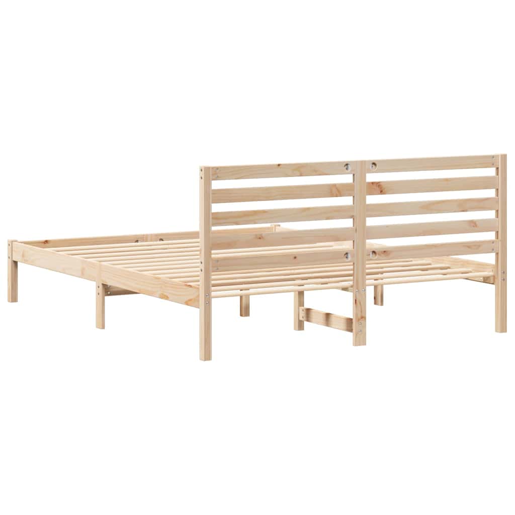 Sengestel med hovedgærde Brun 140 x 200 cm Massiv fyrretræ