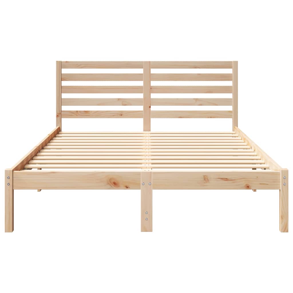 Sengestel med hovedgærde Brun 120 x 200 cm Massiv fyrretræ