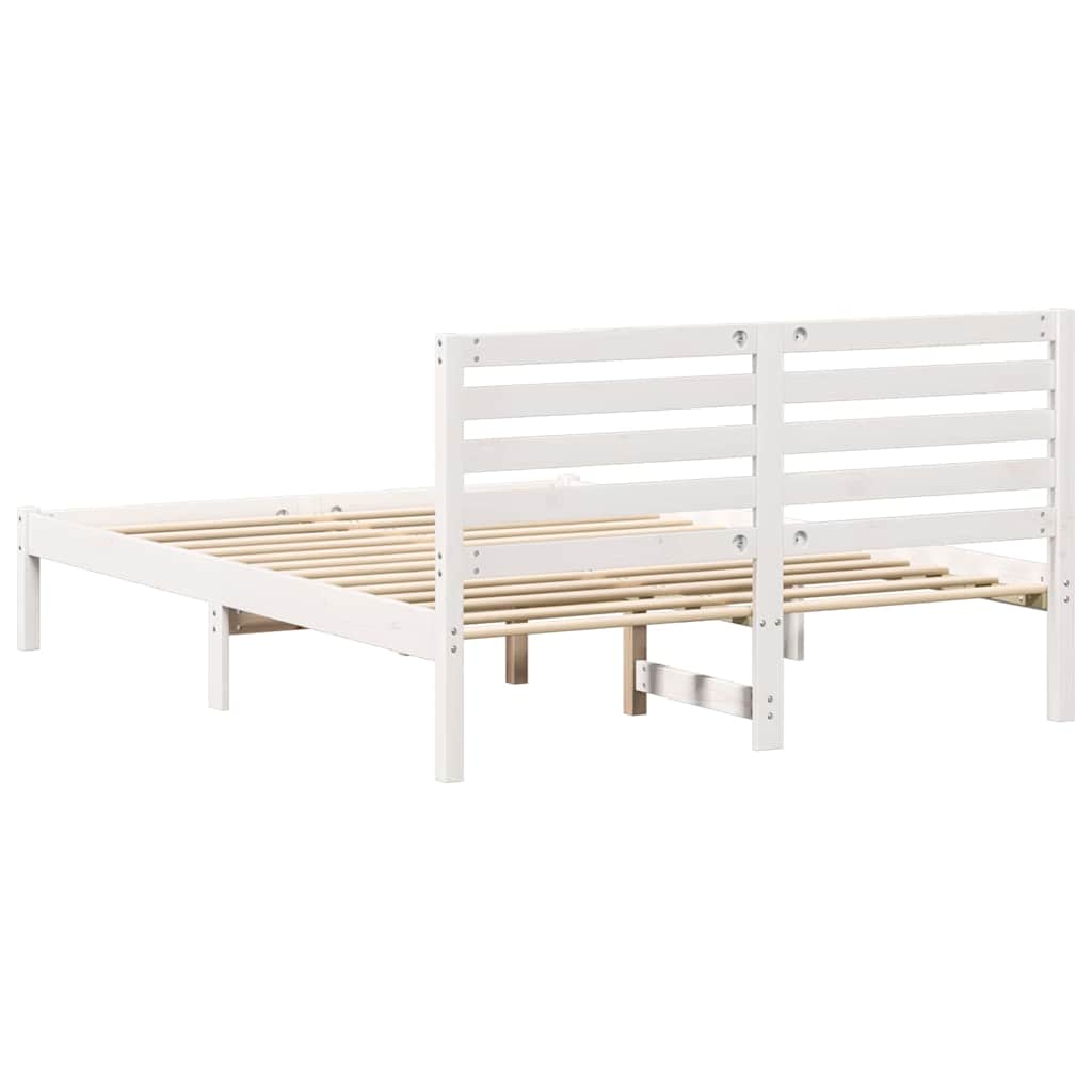 Sengestel med hovedgærde Hvid 120 x 200 cm Massiv fyrretræ