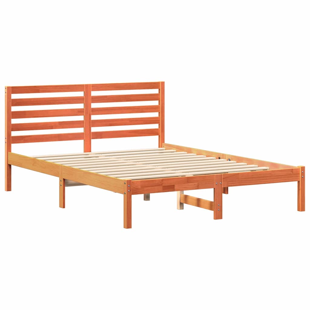 Sengestel med hovedgærde Voks brun 120 x 200 cm Massiv fyrretræ