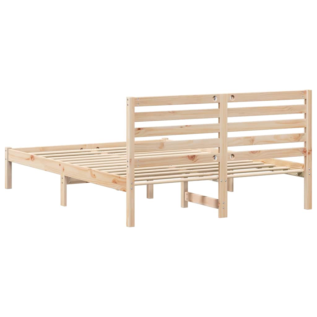 Sengestel med hovedgærde Brun 120 x 190 cm Massiv fyrretræ