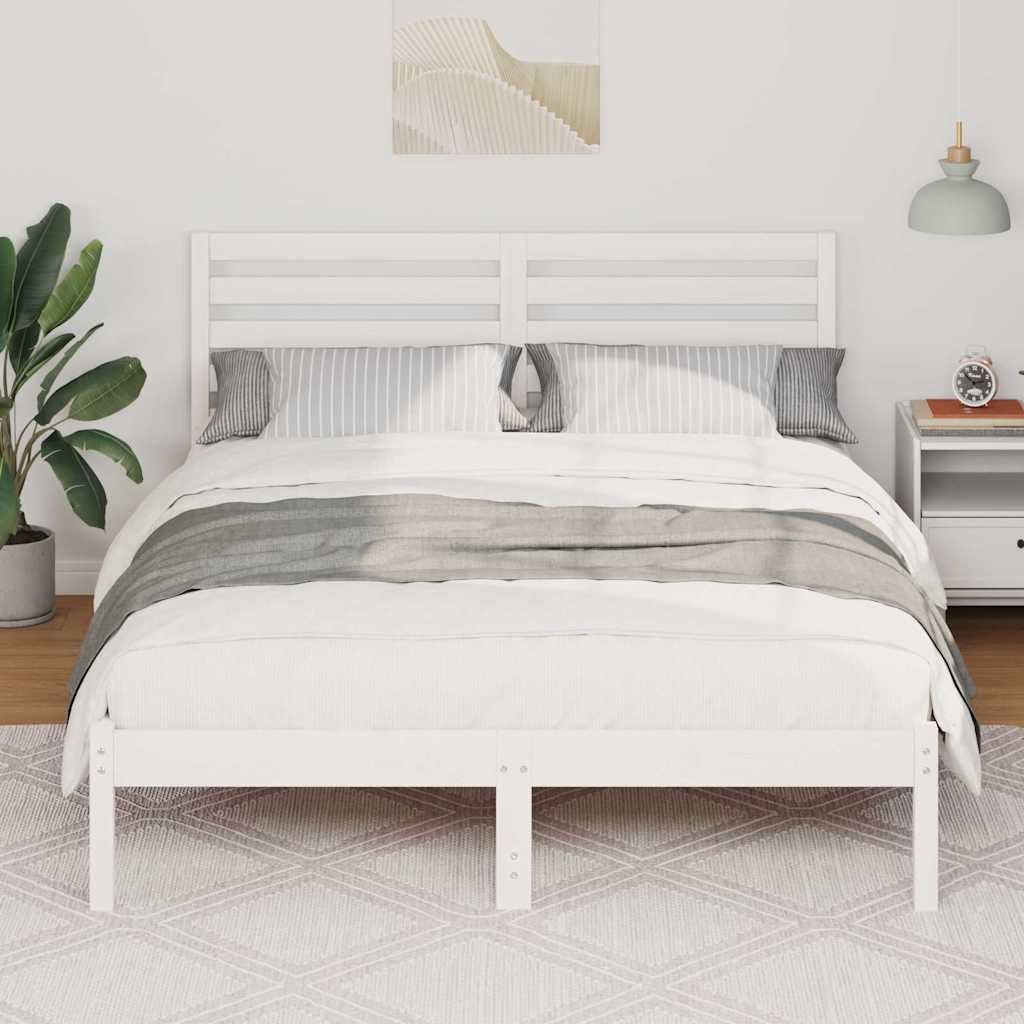 Sengestel med hovedgærde Hvid 120 x 190 cm Massiv fyrretræ