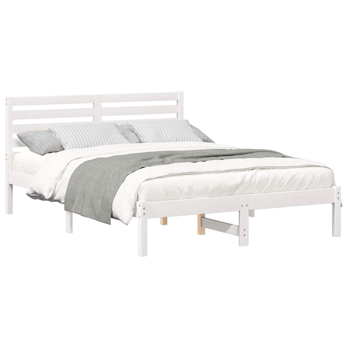 Sengestel med hovedgærde Hvid 120 x 190 cm Massiv fyrretræ