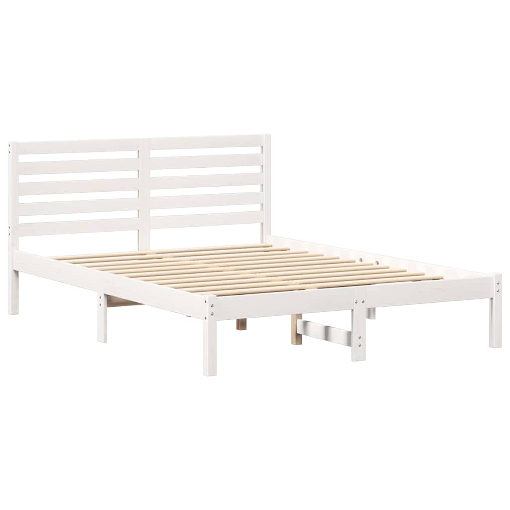 Sengestel med hovedgærde Hvid 120 x 190 cm Massiv fyrretræ