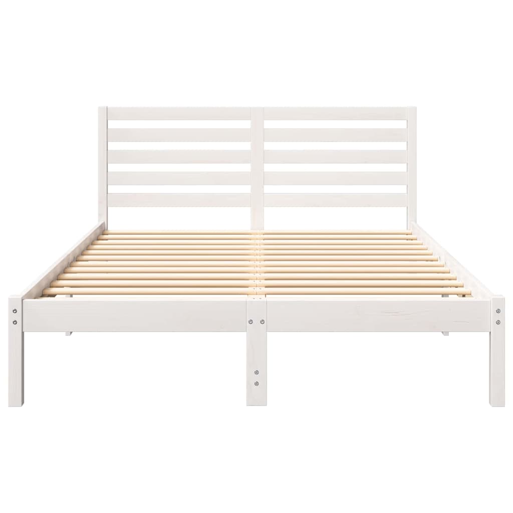 Sengestel med hovedgærde Hvid 120 x 190 cm Massiv fyrretræ