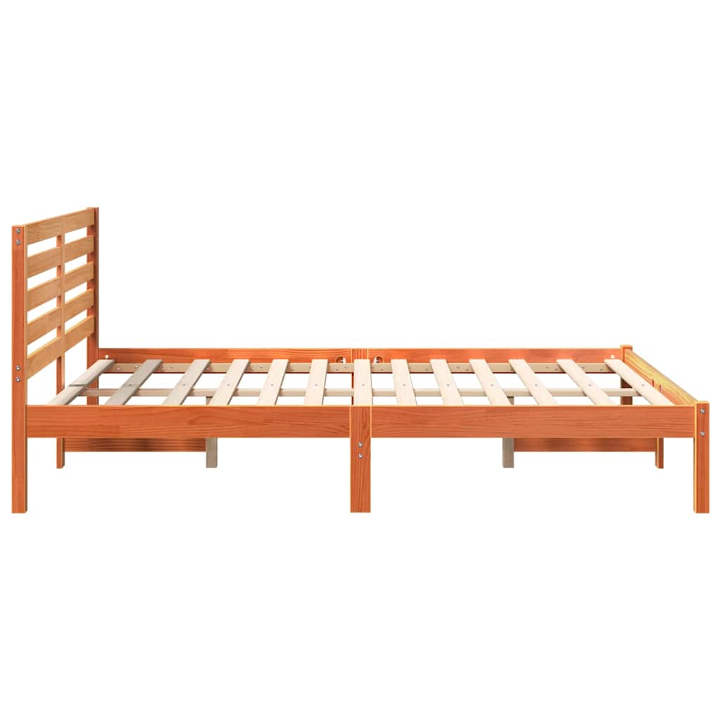 Sengestel med hovedgærde Voks brun 120 x 190 cm Massiv fyrretræ