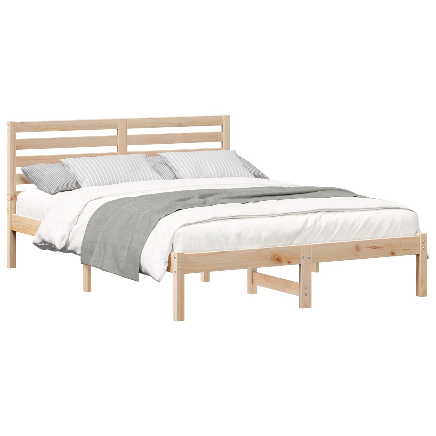 Sengestel med hovedgærde Brun 140 x 190 cm Massiv fyrretræ