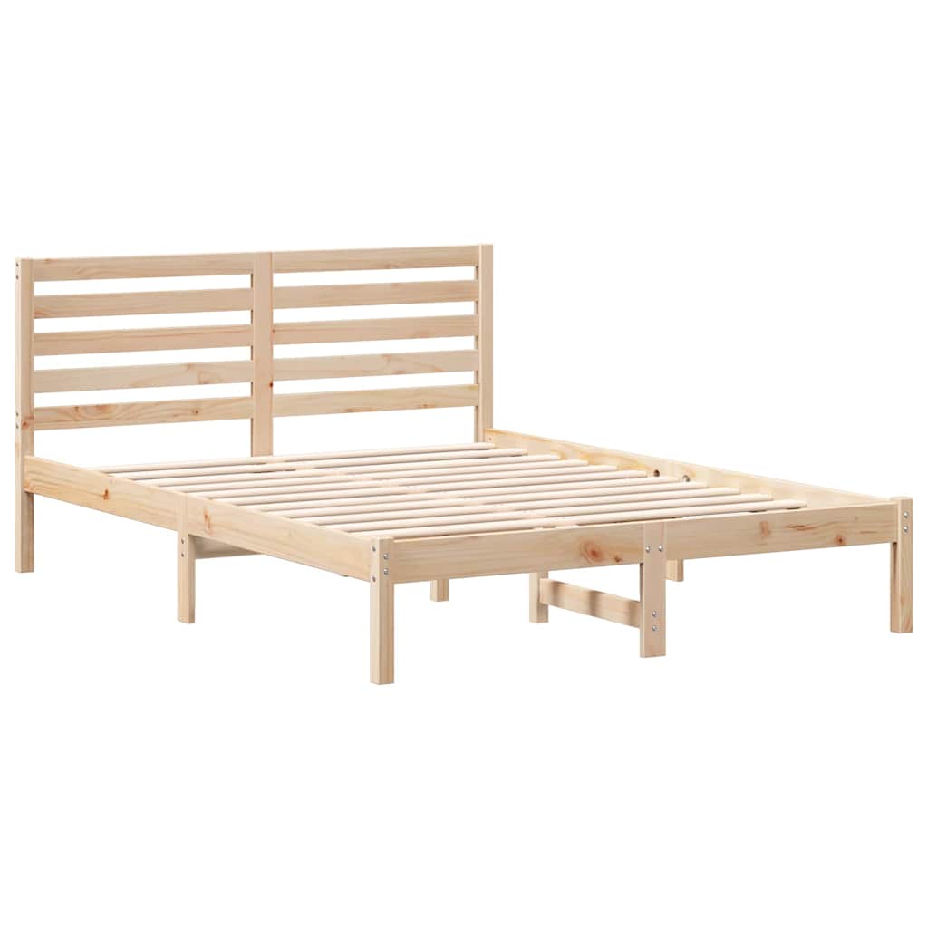 Sengestel med hovedgærde Brun 140 x 190 cm Massiv fyrretræ