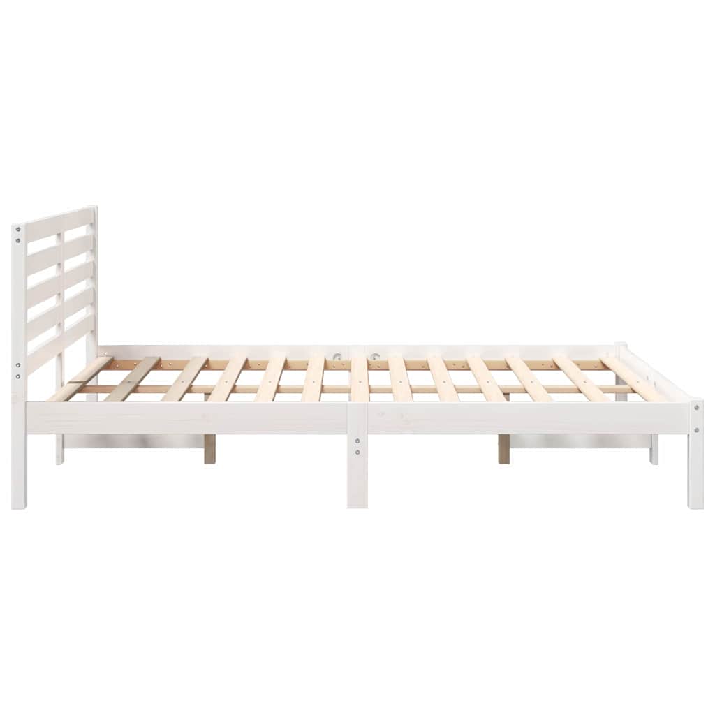 Sengestel med hovedgærde Hvid 140 x 190 cm Massiv fyrretræ