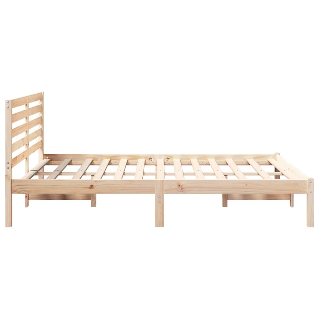 Sengestel med hovedgærde Brun 135 x 190 cm Massiv fyrretræ