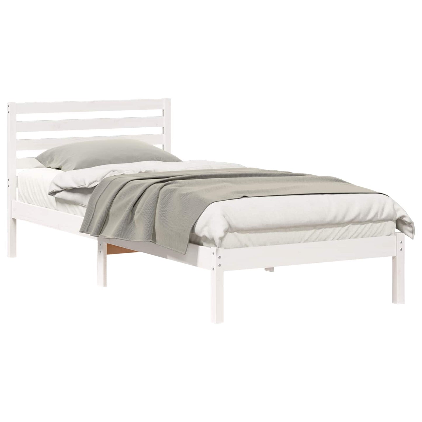Sengestel med hovedgærde Hvid 80 x 210 cm Massiv fyrretræ
