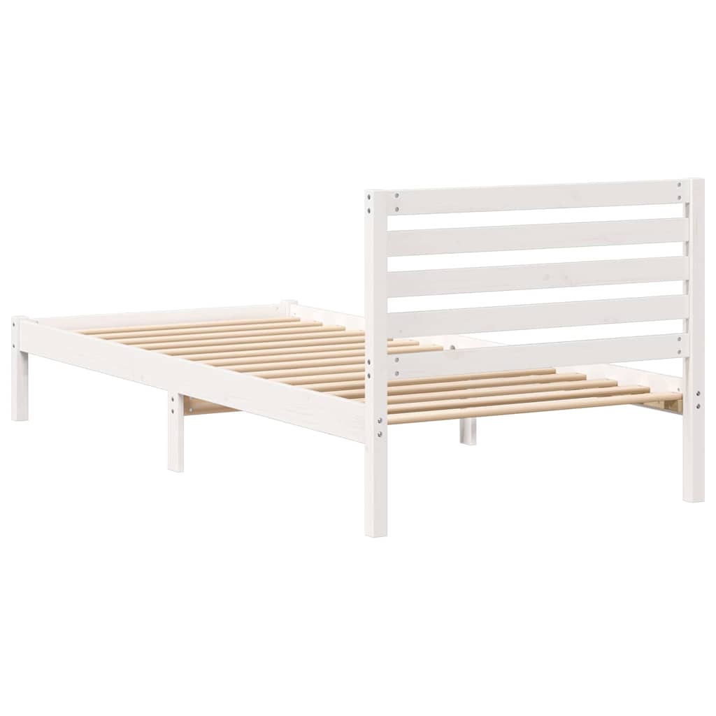 Sengestel med hovedgærde Hvid 80 x 210 cm Massiv fyrretræ