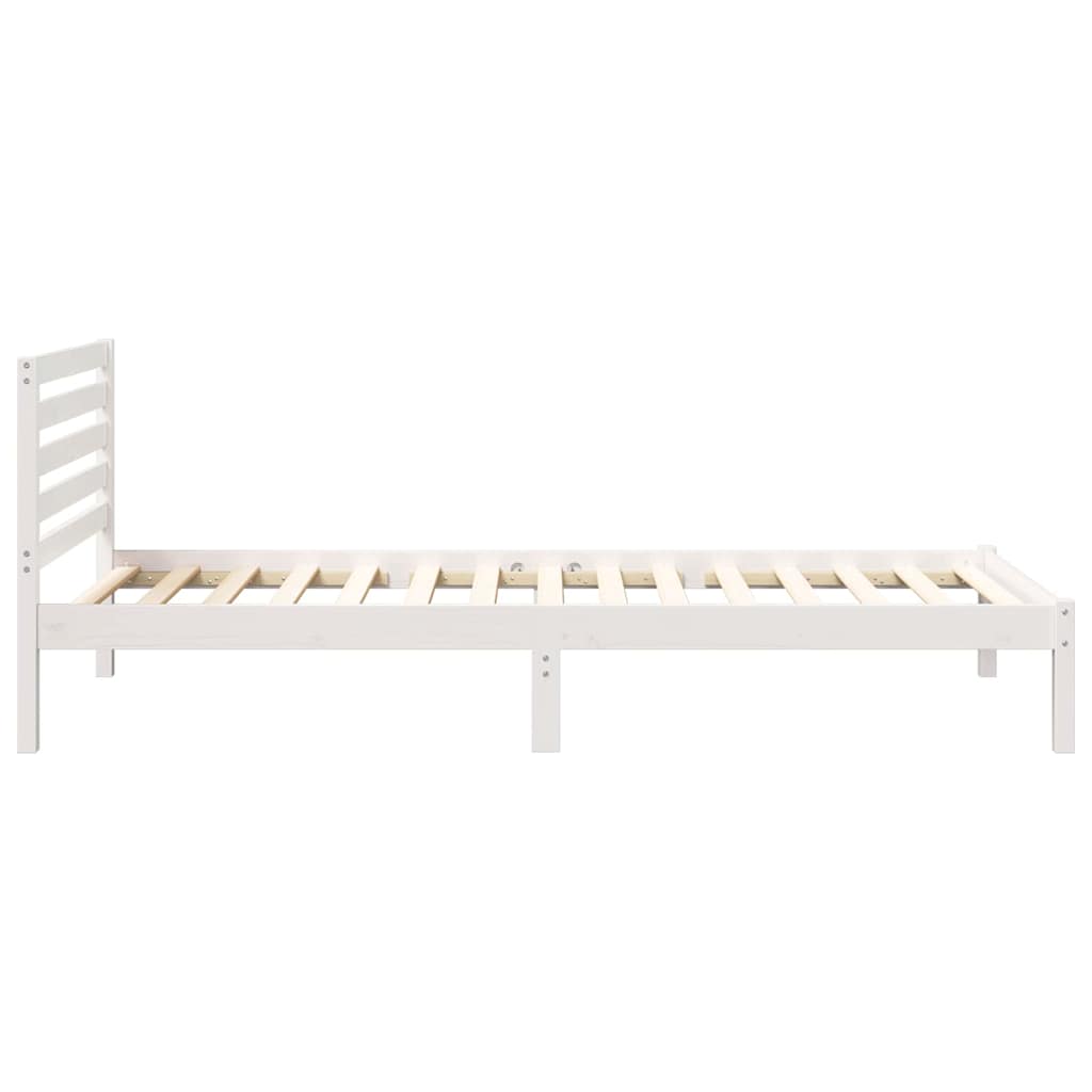 Sengestel med hovedgærde Hvid 80 x 210 cm Massiv fyrretræ