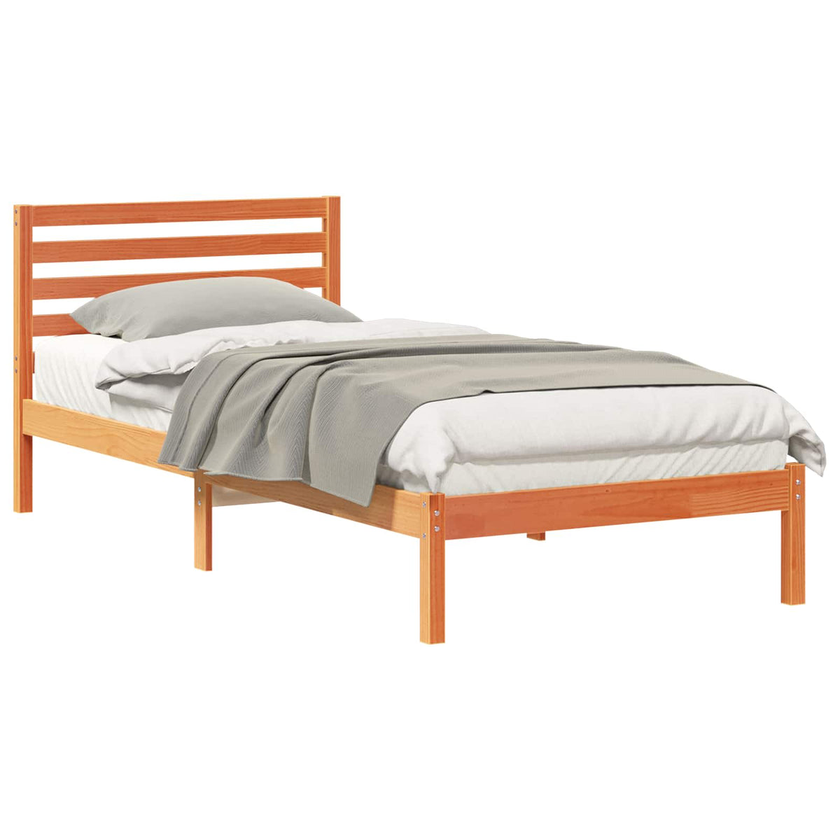 Sengestel med hovedgærde Voks brun 80 x 210 cm Massiv fyrretræ