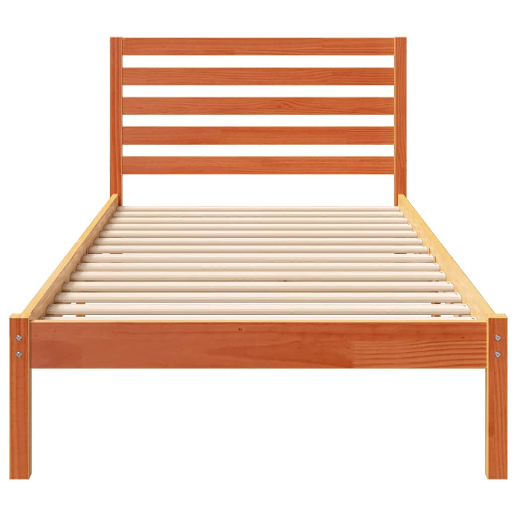 Sengestel med hovedgærde Voks brun 80 x 210 cm Massiv fyrretræ