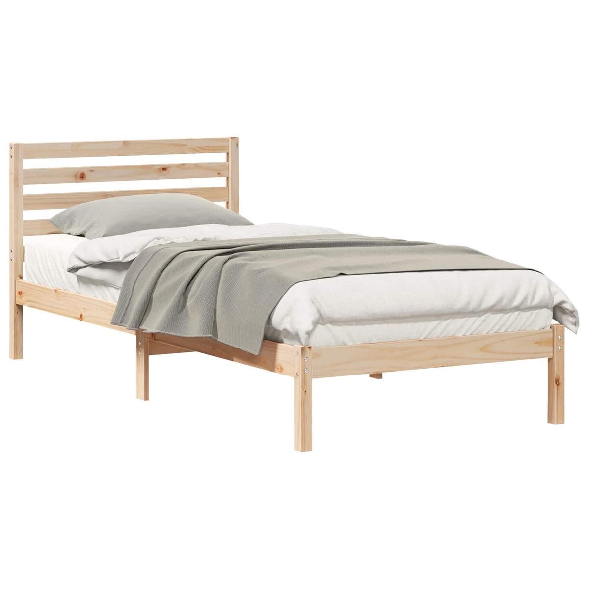 Sengestel med hovedgærde Brun 90 x 210 cm Massiv fyrretræ