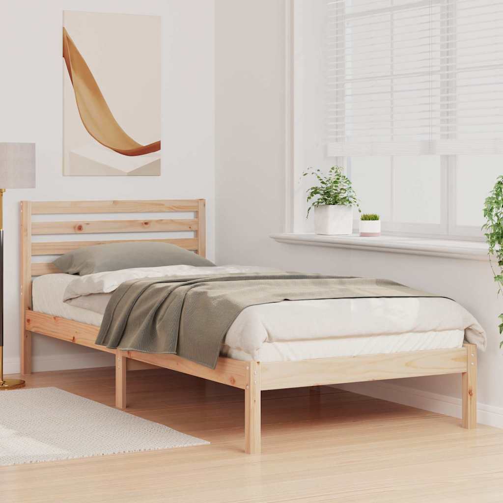 Sengestel med hovedgærde Brun 100 x 210 cm Massiv fyrretræ