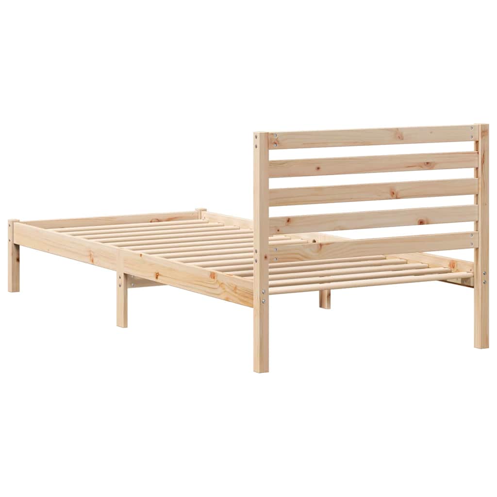 Sengestel med hovedgærde Brun 100 x 210 cm Massiv fyrretræ