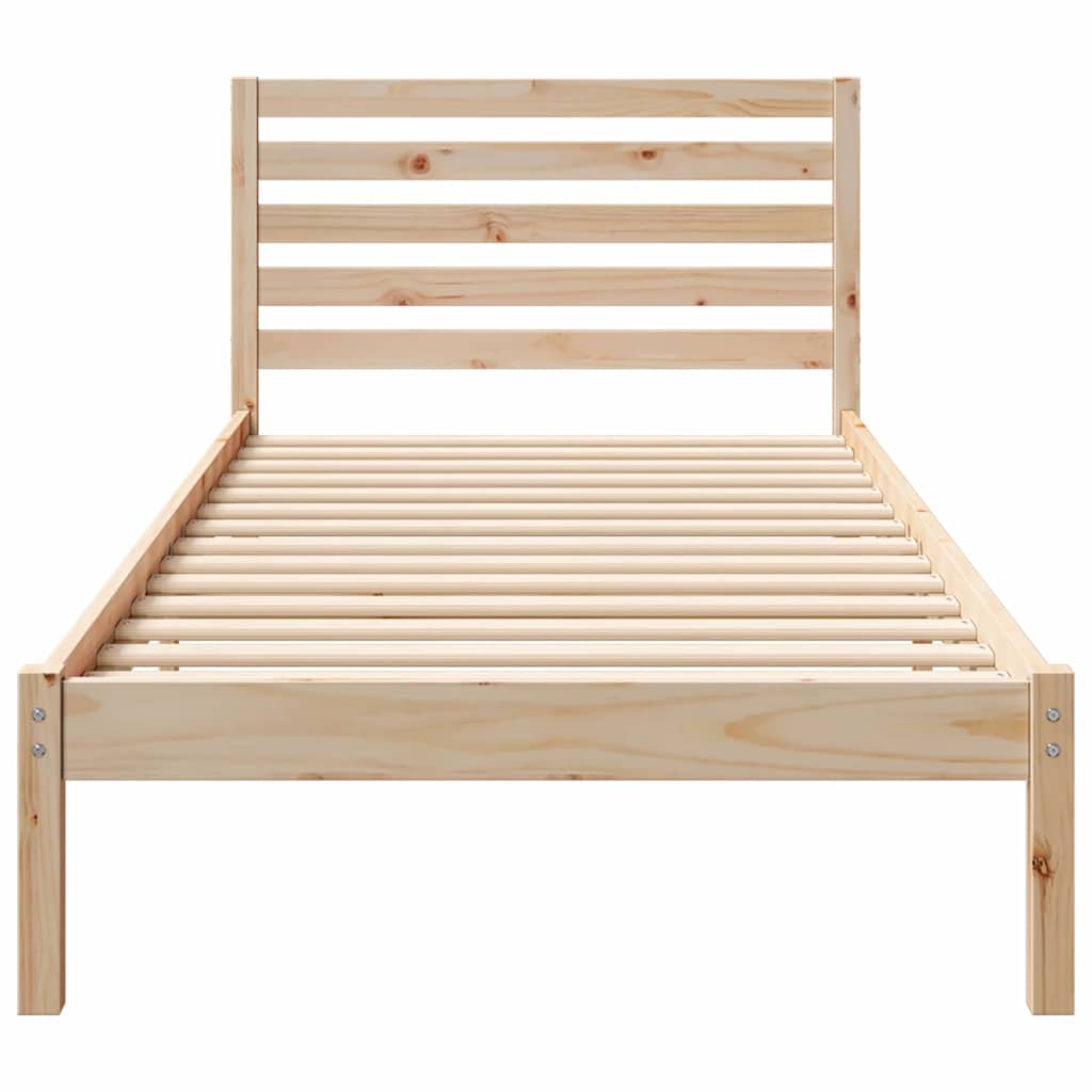 Sengestel med hovedgærde Brun 100 x 210 cm Massiv fyrretræ