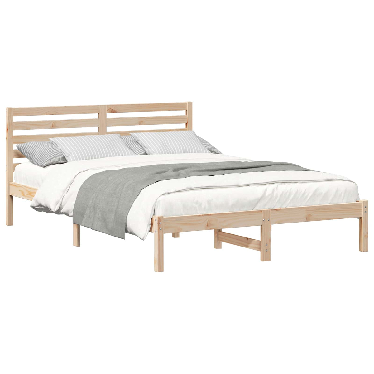 Sengestel med hovedgærde Brun 140 x 210 cm Massiv fyrretræ