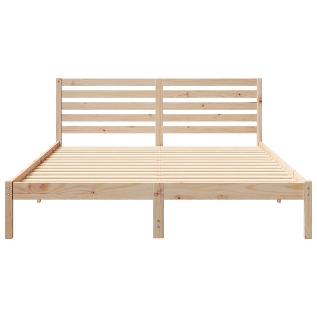 Sengestel med hovedgærde Brun 160 x 210 cm Massiv fyrretræ