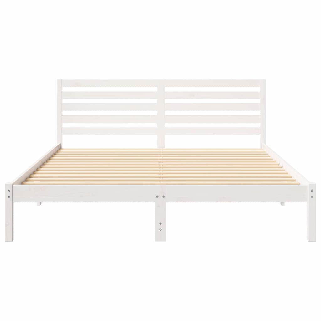 Sengestel med hovedgærde Hvid 160 x 210 cm Massiv fyrretræ