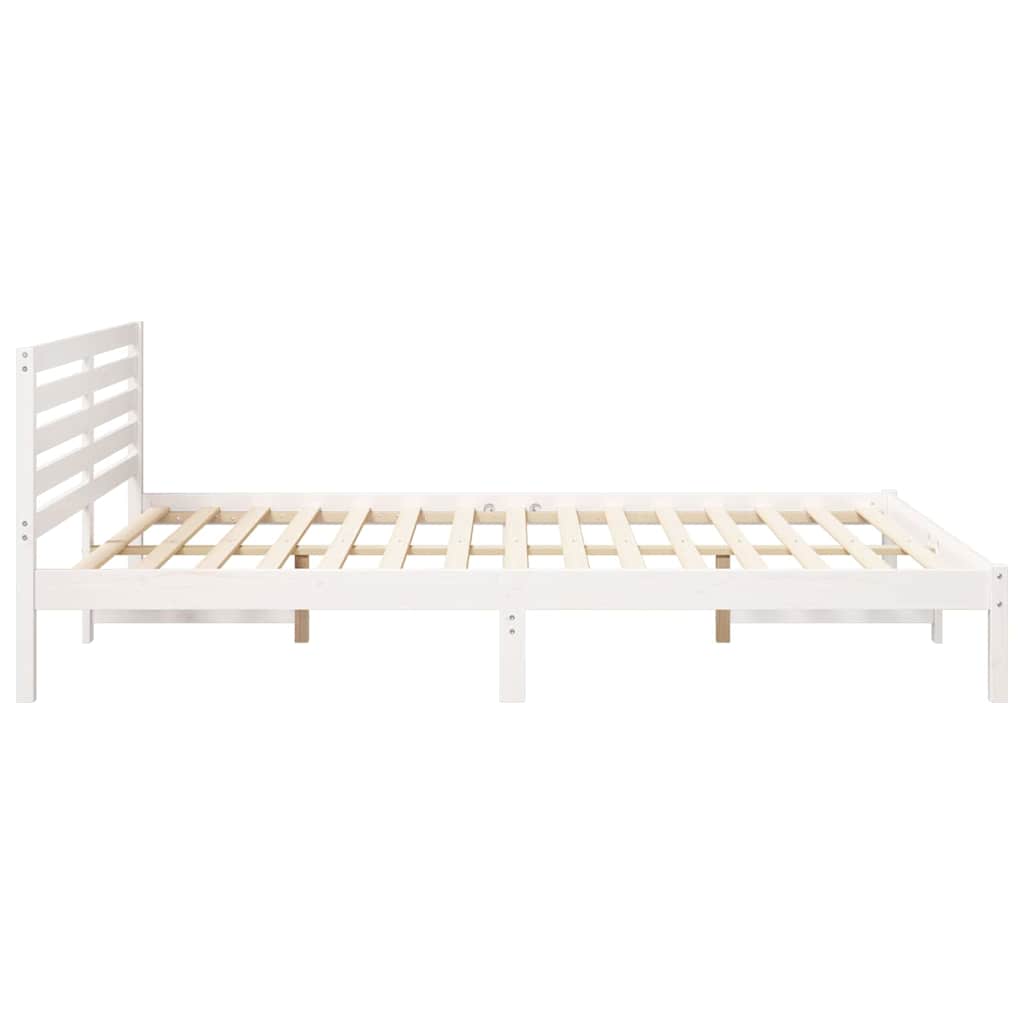 Sengestel med hovedgærde Hvid 160 x 210 cm Massiv fyrretræ