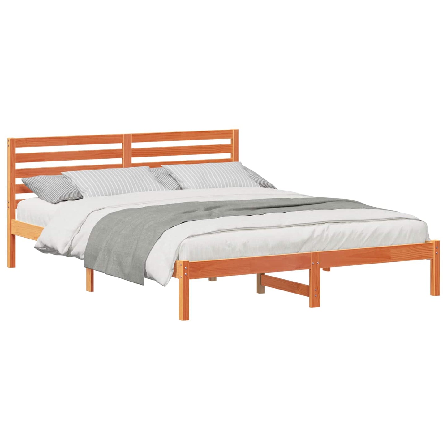 Sengestel med hovedgærde Voks brun 160 x 210 cm Massiv fyrretræ