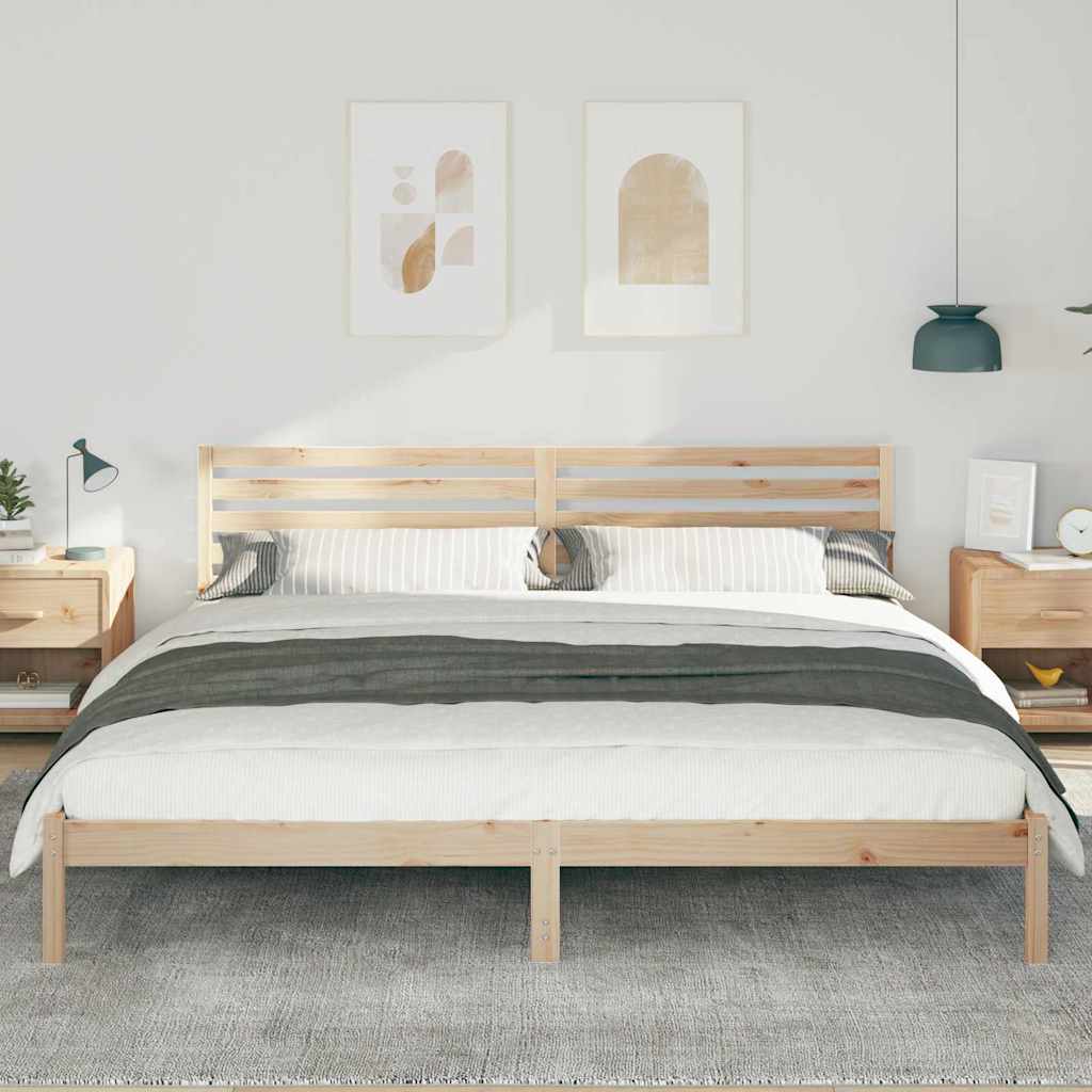 Sengestel med hovedgærde Brun 180 x 210 cm Massiv fyrretræ