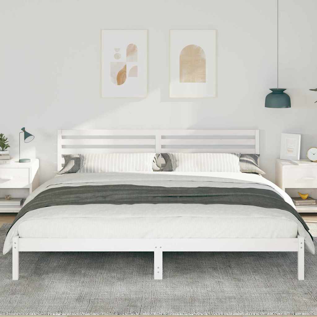 Sengestel med hovedgærde Hvid 180 x 210 cm Massiv fyrretræ