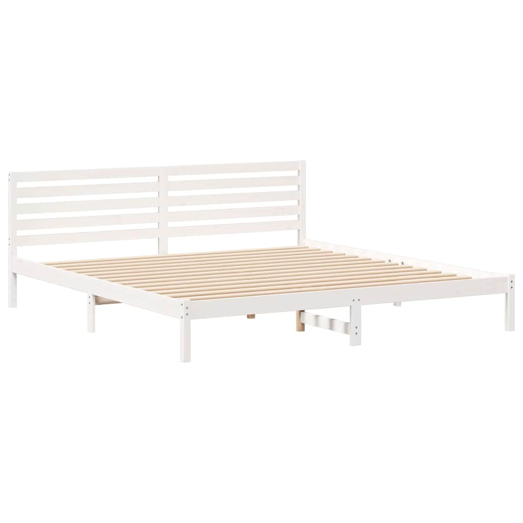 Sengestel med hovedgærde Hvid 180 x 210 cm Massiv fyrretræ