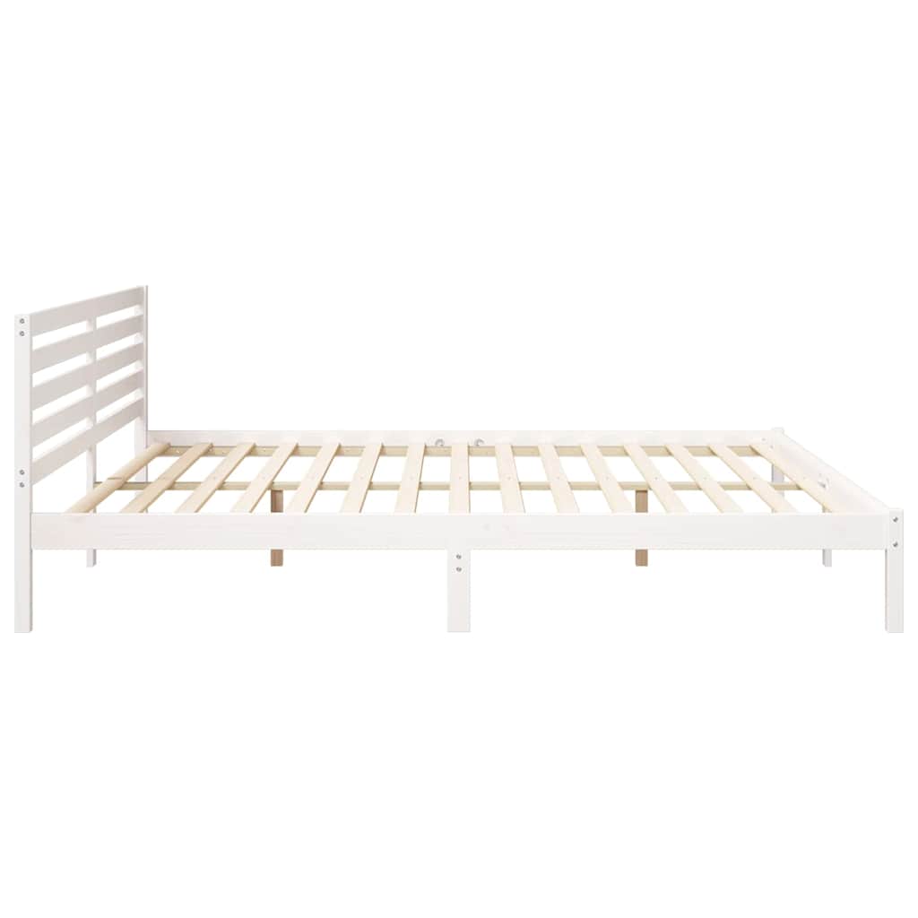 Sengestel med hovedgærde Hvid 180 x 210 cm Massiv fyrretræ
