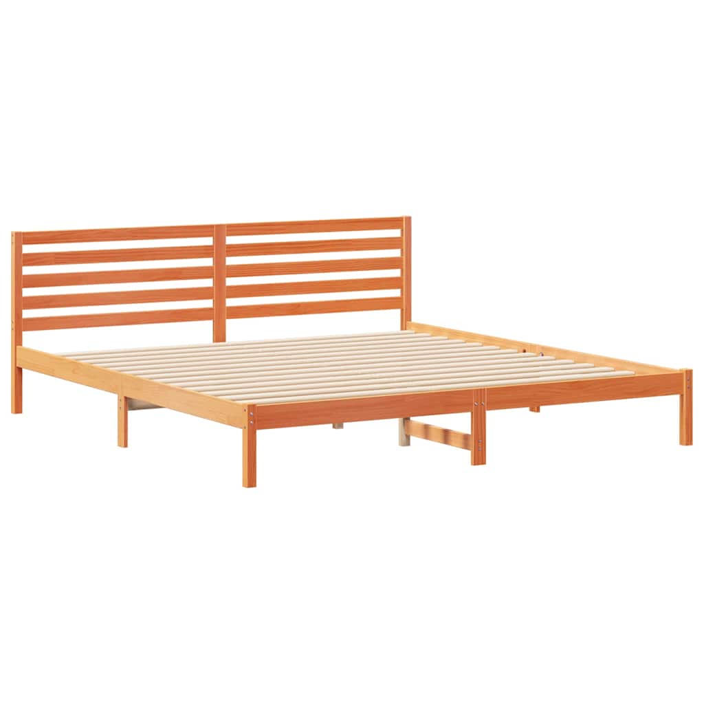 Sengestel med hovedgærde Voks brun 180 x 210 cm Massiv fyrretræ