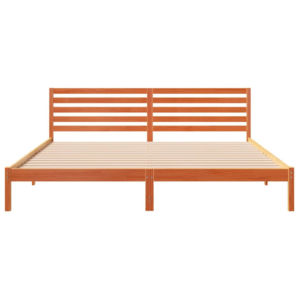 Sengestel med hovedgærde Voks brun 180 x 210 cm Massiv fyrretræ
