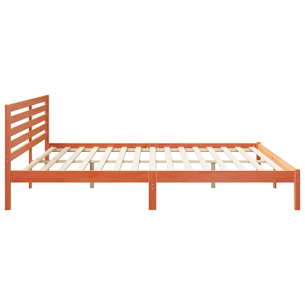Sengestel med hovedgærde Voks brun 180 x 210 cm Massiv fyrretræ