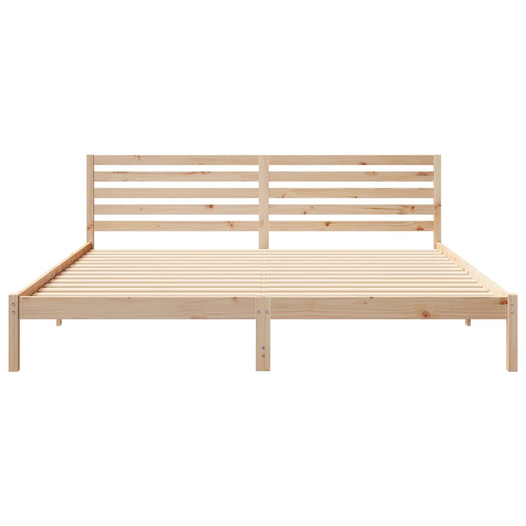 Sengestel med hovedgærde Brun 200 x 210 cm Massiv fyrretræ