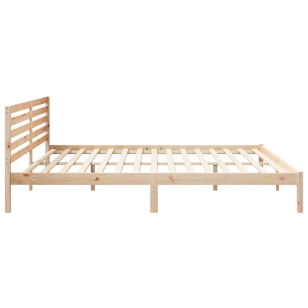 Sengestel med hovedgærde Brun 200 x 210 cm Massiv fyrretræ